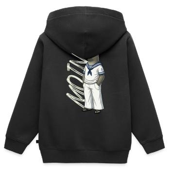 Joint MOIN en look marin - Sweat Premium à capuche zippé enfant bio - noir - Dos - AI Model Kid Male (0cm)