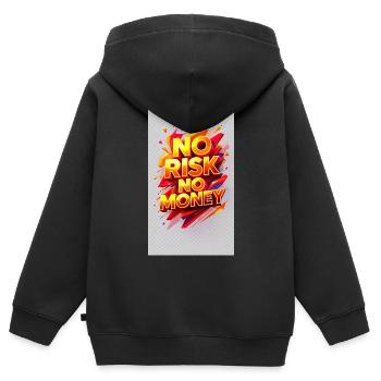 Pas de Risque Pas d’Argent - Sweat Premium à capuche zippé enfant bio - noir - Dos - AI Model Kid Male (0cm)