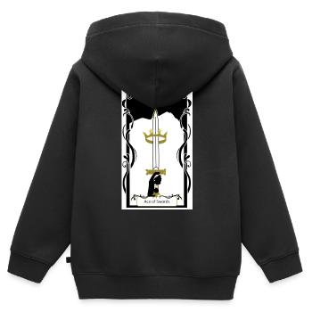 Ass der Schwerter - Kinder Premium Organic Zip Hoodie - Schwarz - Hinten - AI Model Kid Male (0cm)