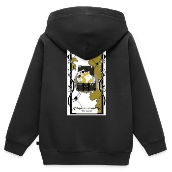 Le monde  - Sweat Premium à capuche zippé enfant bio - noir - Dos - AI Model Kid Male (0cm)