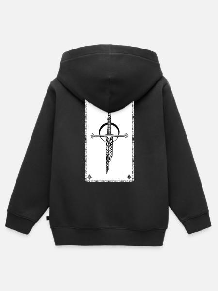 Épée zébrée gothique - Sweat Premium à capuche zippé enfant bio - noir