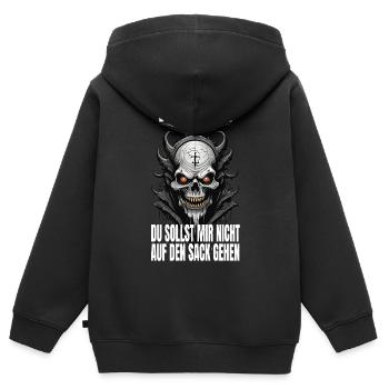 11e Commandement : Tu ne m’énerveras pas - Sweat Premium à capuche zippé enfant bio - noir - Dos - AI Model Kid Male (0cm)