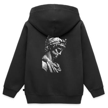 Antike Heldenstatue Kontrastdruck - Kinder Premium Organic Zip Hoodie - Schwarz - Hinten - AI Model Kid Male (0cm)