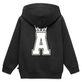Logo Royal A-Initial - Sweat Premium à capuche zippé enfant bio - noir - Dos - AI Model Kid Male (0cm)