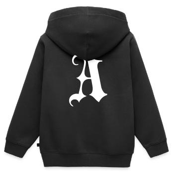 Gothic Monogram A Script - Kids Premium Organic Zip-up Hoodie - black - Back - AI Model Kid Male (0cm)