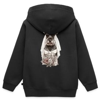 Schnauzer Braut mit Blumen - Kinder Premium Organic Zip Hoodie - Schwarz - Hinten - AI Model Kid Male (0cm)