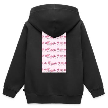 Bouquet de fleurs aquarelles roses - Sweat Premium à capuche zippé enfant bio - noir - Dos - AI Model Kid Male (0cm)