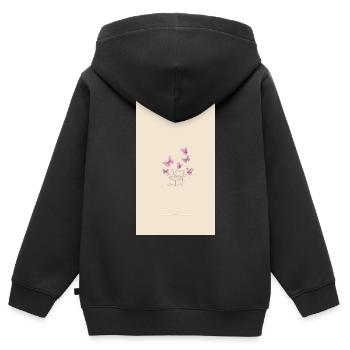 Bouquet de fleurs aquarelles roses - Sweat Premium à capuche zippé enfant bio - noir - Dos - AI Model Kid Male (0cm)