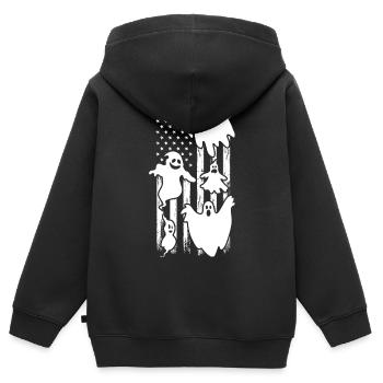 Ghost Halloween US Flag Halloween Ghost - Kinder Premium Organic Zip Hoodie - Schwarz - Hinten - AI Model Kid Male (0cm)