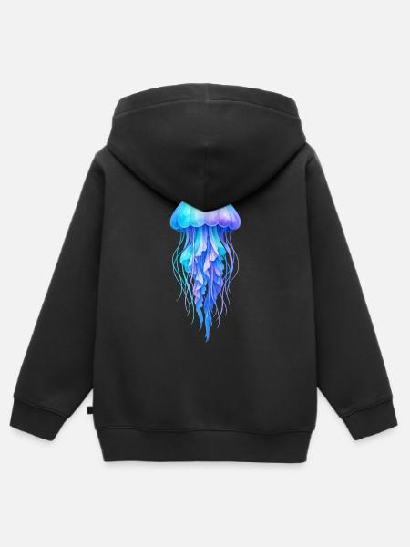 Blauer Quallengeist - Kinder Premium Organic Zip Hoodie - Schwarz