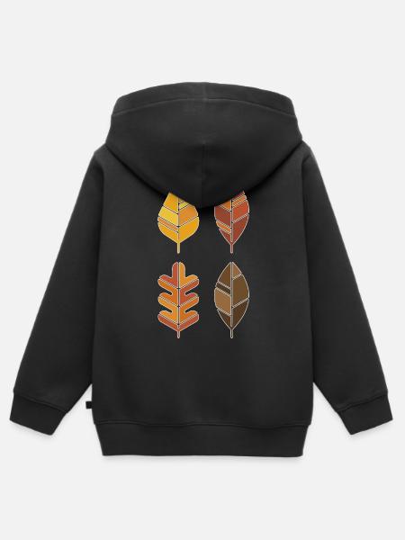 Vier Herbstblätter Raster - Kinder Premium Organic Zip Hoodie - Schwarz