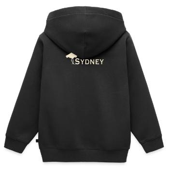 Bin Chicken Sydney - Kinder Premium Organic Zip Hoodie - Schwarz - Hinten - AI Model Kid Male (0cm)