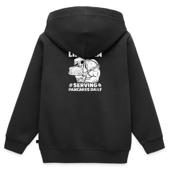 Cadeau de crêpes de football de joueur de ligne offensive - Sweat Premium à capuche zippé enfant bio - noir - Dos - AI Model Kid Male (0cm)