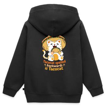 Tacocat Spelled Backwards Tacos Taco - Kids Premium Organic Zip-up Hoodie - black - Back - AI Model Kid Male (0cm)