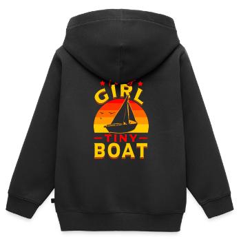 Petite fille École de voile petit bateau mer Baltique - Sweat Premium à capuche zippé enfant bio - noir - Dos - AI Model Kid Male (0cm)