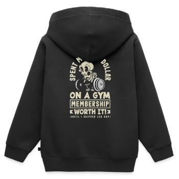 J’ai dépensé mon dernier dollar pour un abonnement au gymnase. Valeur - Sweat Premium à capuche zippé enfant bio - noir - Dos - AI Model Kid Male (0cm)