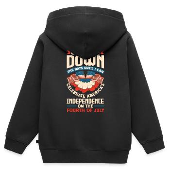 I can celebrate America's independence on the - Kinder Premium Organic Zip Hoodie - Schwarz - Hinten - AI Model Kid Male (0cm)