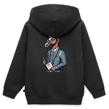Cute Horse Teacher - Kids Premium Organic Zip-up Hoodie - black - Back - AI Model Kid Male (0cm)