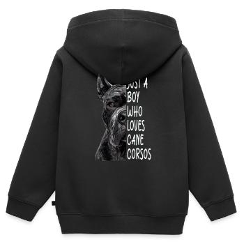 Cane corso - Sweat Premium à capuche zippé enfant bio - noir - Dos - AI Model Kid Male (0cm)