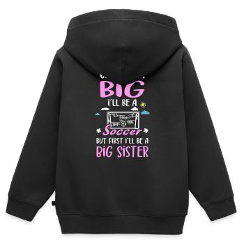 I´ll Be A Big Sister Soccer Girls Announcement - Kinder Premium Organic Zip Hoodie - Schwarz - Hinten - AI Model Kid Male (0cm)