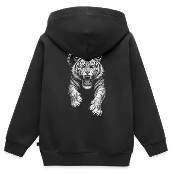 Tiger wild cat Raubtier cool Skizze Zeichnung - Kinder Premium Organic Zip Hoodie - Schwarz - Hinten - AI Model Kid Male (0cm)