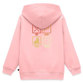Essen Schlafen Rollschuhlaufen - Kinder Premium Organic Zip Hoodie - Rosa - Hinten - AI Model Kid Female (0cm)
