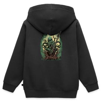 Rocher de Cthulhu - Sweat Premium à capuche zippé enfant bio - noir - Dos - AI Model Kid Male (0cm)