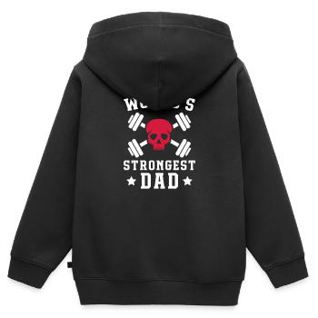World's Strongest Dad - Kinder Premium Organic Zip Hoodie - Schwarz - Hinten - AI Model Kid Male (0cm)