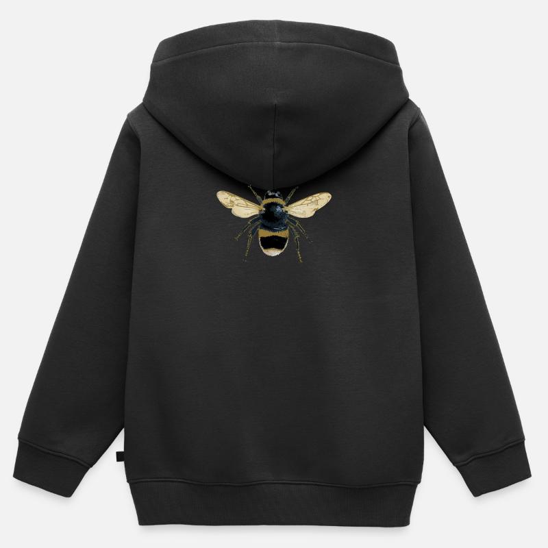 abeille - Sweat Premium à capuche zippé enfant bio - noir