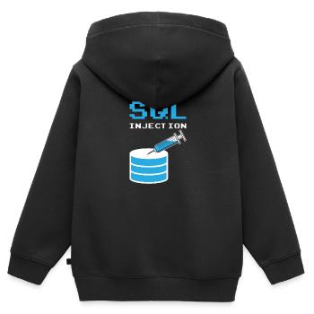 Injection SQL pour les administrateurs de base de données SQL - Sweat Premium à capuche zippé enfant bio - noir - Dos - AI Model Kid Male (0cm)