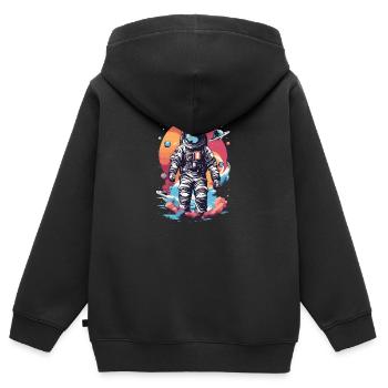 Astronaute cool dans l’espace - Sweat Premium à capuche zippé enfant bio - noir - Dos - AI Model Kid Male (0cm)
