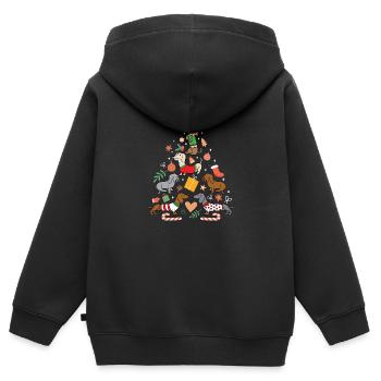 Noël mignon teckel arbre chien amoureux vacances - Sweat Premium à capuche zippé enfant bio - noir - Dos - AI Model Kid Male (0cm)