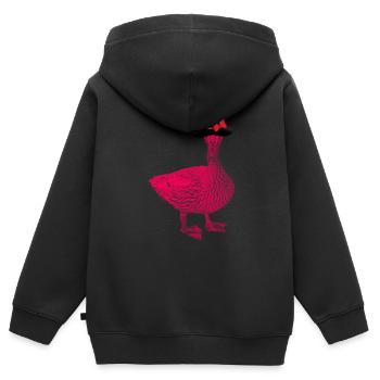 canard,chapeau, lunettes, lunettes de soleil, pop art - Sweat Premium à capuche zippé enfant bio - noir - Dos - AI Model Kid Male (0cm)