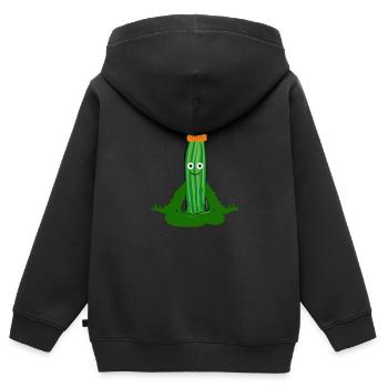 Gurke,yogagurke, Yoga,Pelz, Mütze - Kinder Premium Organic Zip Hoodie - Schwarz - Hinten - AI Model Kid Male (0cm)