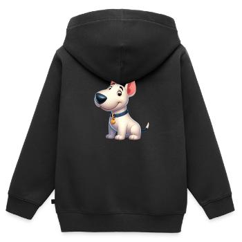bull terrier - Sweat Premium à capuche zippé enfant bio - noir - Dos - AI Model Kid Male (0cm)