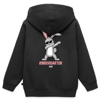 Dabbing Rabbit Kindergarten Child - Kids Premium Organic Zip-up Hoodie - black - Back - AI Model Kid Male (0cm)
