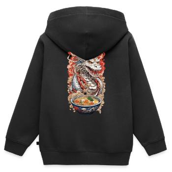 Anime Drache & Ramen Nudel Suppen Magie - Kinder Premium Organic Zip Hoodie - Schwarz - Hinten - AI Model Kid Male (0cm)