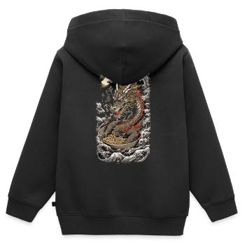 Ramen Drache Ukiyo-E Kanji Japan Kunst Design - Kinder Premium Organic Zip Hoodie - Schwarz - Hinten - AI Model Kid Male (0cm)