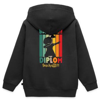Diplom Geschafft 2024 - Kinder Premium Organic Zip Hoodie - Schwarz - Hinten - AI Model Kid Male (0cm)