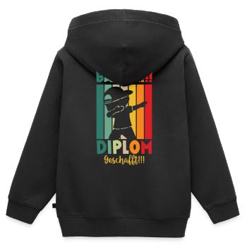 Diplom Geschafft 2024 - Kinder Premium Organic Zip Hoodie - Schwarz - Hinten - AI Model Kid Male (0cm)