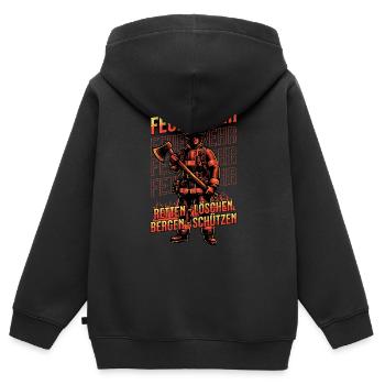 Feuerwehr Retten Löschen Bergen Schützen - Kinder Premium Organic Zip Hoodie - Schwarz - Hinten - AI Model Kid Male (0cm)
