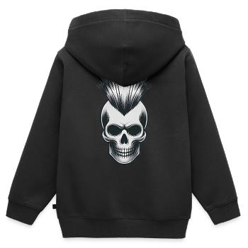 Crâne avec motif punk mohawk - Sweat Premium à capuche zippé enfant bio - noir - Dos - AI Model Kid Male (0cm)