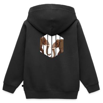 Elephant Pachyderm Africa Safari - Sweat Premium à capuche zippé enfant bio - noir - Dos - AI Model Kid Male (0cm)