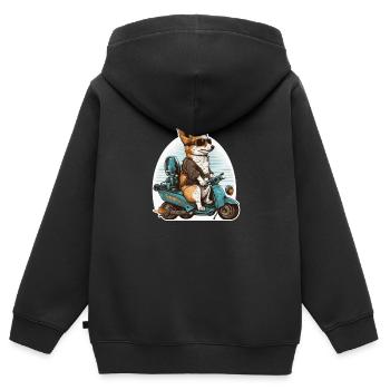 Walisischer Corgi Pembroke - Kinder Premium Organic Zip Hoodie - Schwarz - Hinten - AI Model Kid Male (0cm)