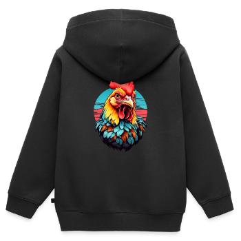 Cool dans un style vintage - Sweat Premium à capuche zippé enfant bio - noir - Dos - AI Model Kid Male (0cm)
