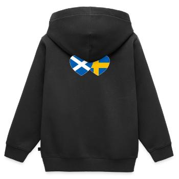 Ecosse Suède Drapeau Large Coeur - Sweat Premium à capuche zippé enfant bio - noir - Dos - AI Model Kid Male (0cm)