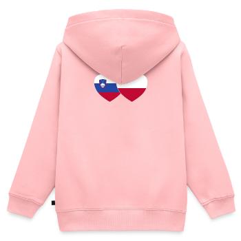 Slowenien Polen Flagge Herz - Kinder Premium Organic Zip Hoodie - Rosa - Hinten - AI Model Kid Female (0cm)