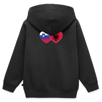 Slowenien Albanien Flagge Herz - Kinder Premium Organic Zip Hoodie - Schwarz - Hinten - AI Model Kid Male (0cm)