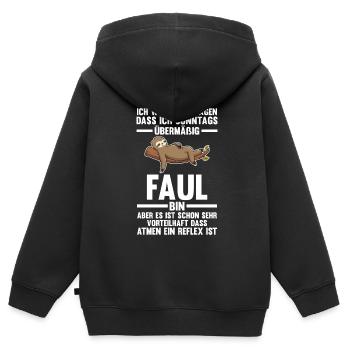 Faultier Faul Faule Geschenk - Kinder Premium Organic Zip Hoodie - Schwarz - Hinten - AI Model Kid Male (0cm)