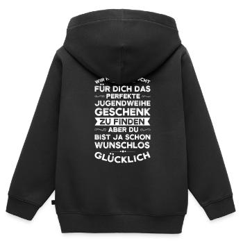 Jugendweihe Jugend Konfirmation Geschenk - Kinder Premium Organic Zip Hoodie - Schwarz - Hinten - AI Model Kid Male (0cm)